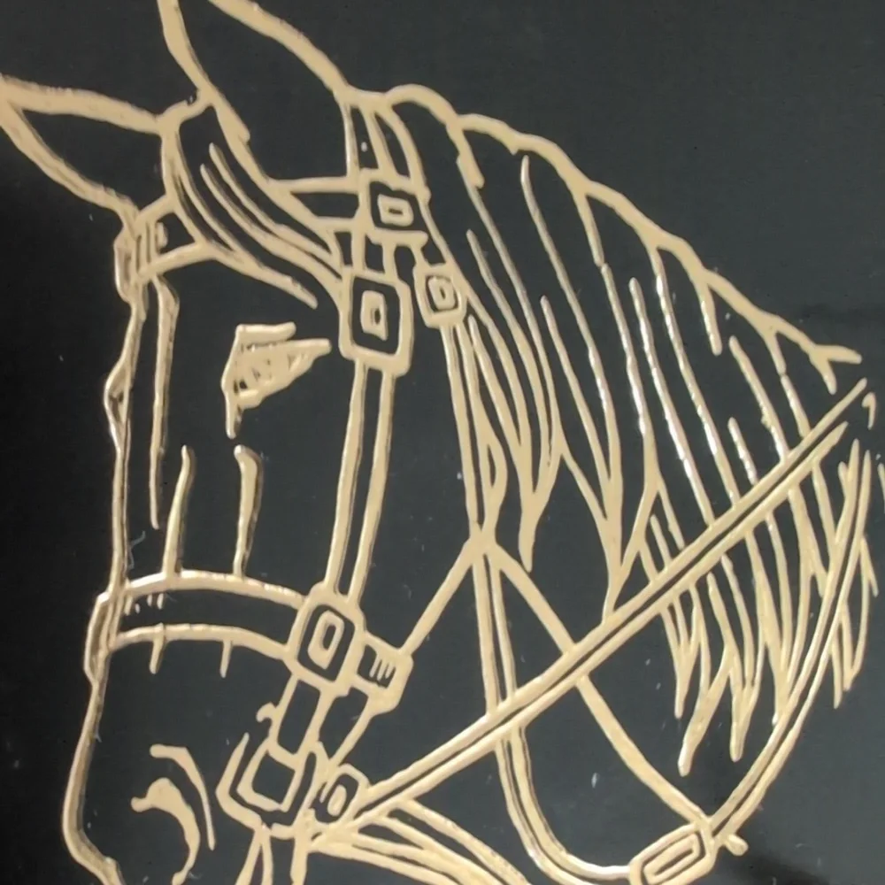 Vintage MCM‎ Horse Equestrian Engraved Wall Plaque And Horse Head Brush